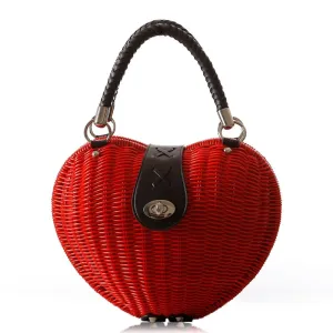 Designer Heart Shape Luxury Handmade Rattan Handbag