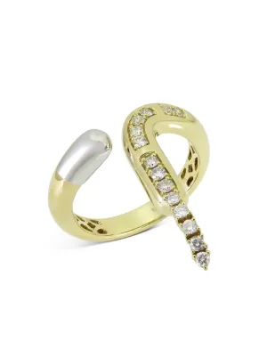 Drip Tube, 14K Yellow Gold   Diamond Ring