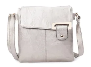 LARGE SILVER MULTI POCKET CROSS BODY MESSENGER BAG