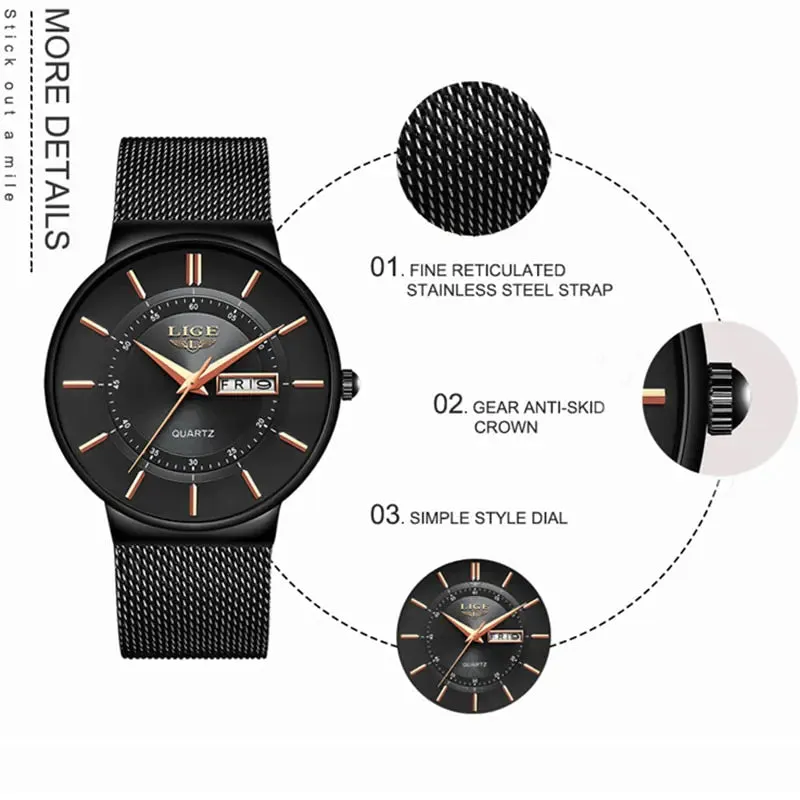 Men's Top Brand LIGE Luxury Watch