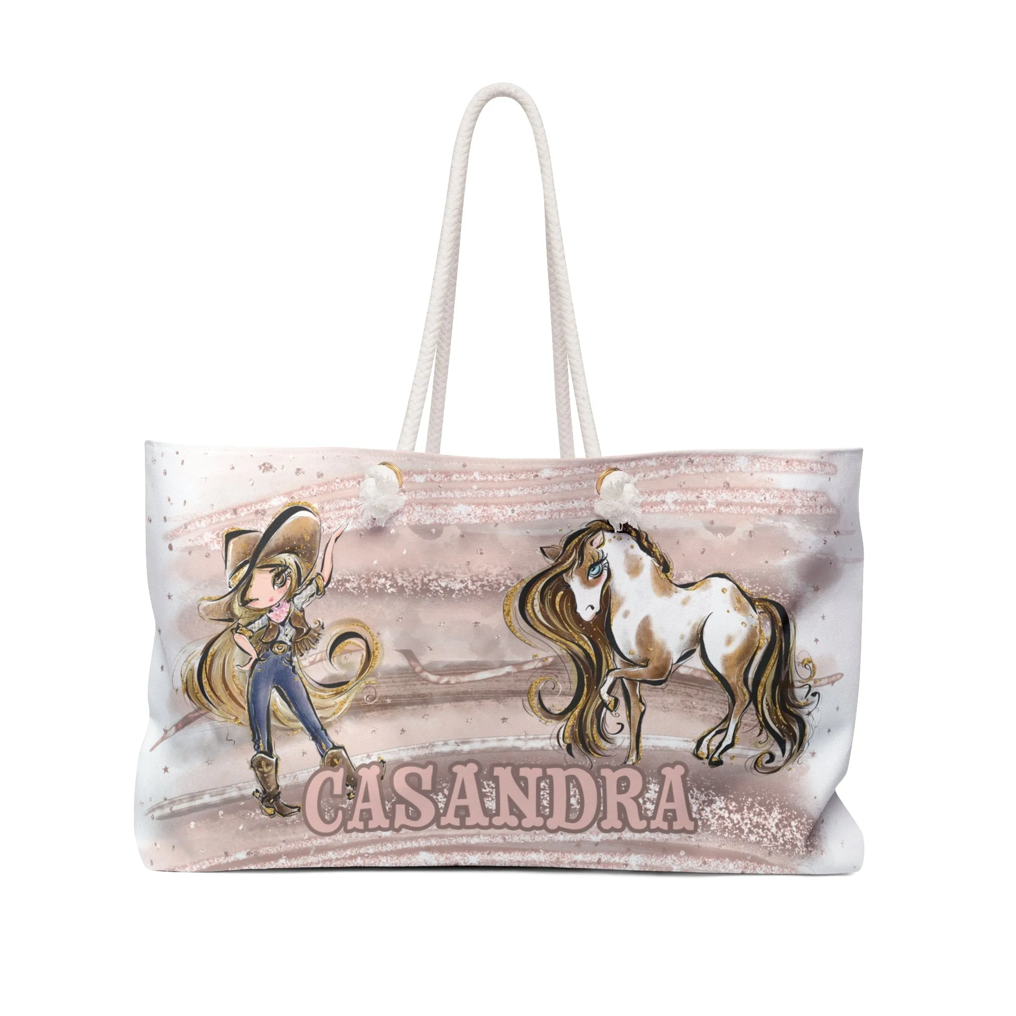 Personalised Weekender Bag, Cowgirl and Horse, Large Weekender Bag, Beach Bag, Book Bag