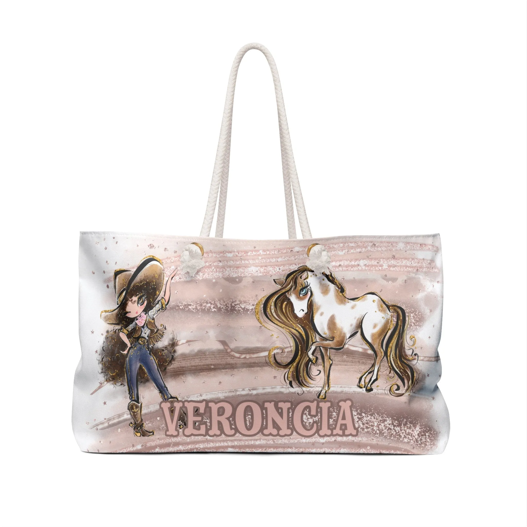 Personalised Weekender Bag, Cowgirl and Horse, Large Weekender Bag, Beach Bag, Book Bag