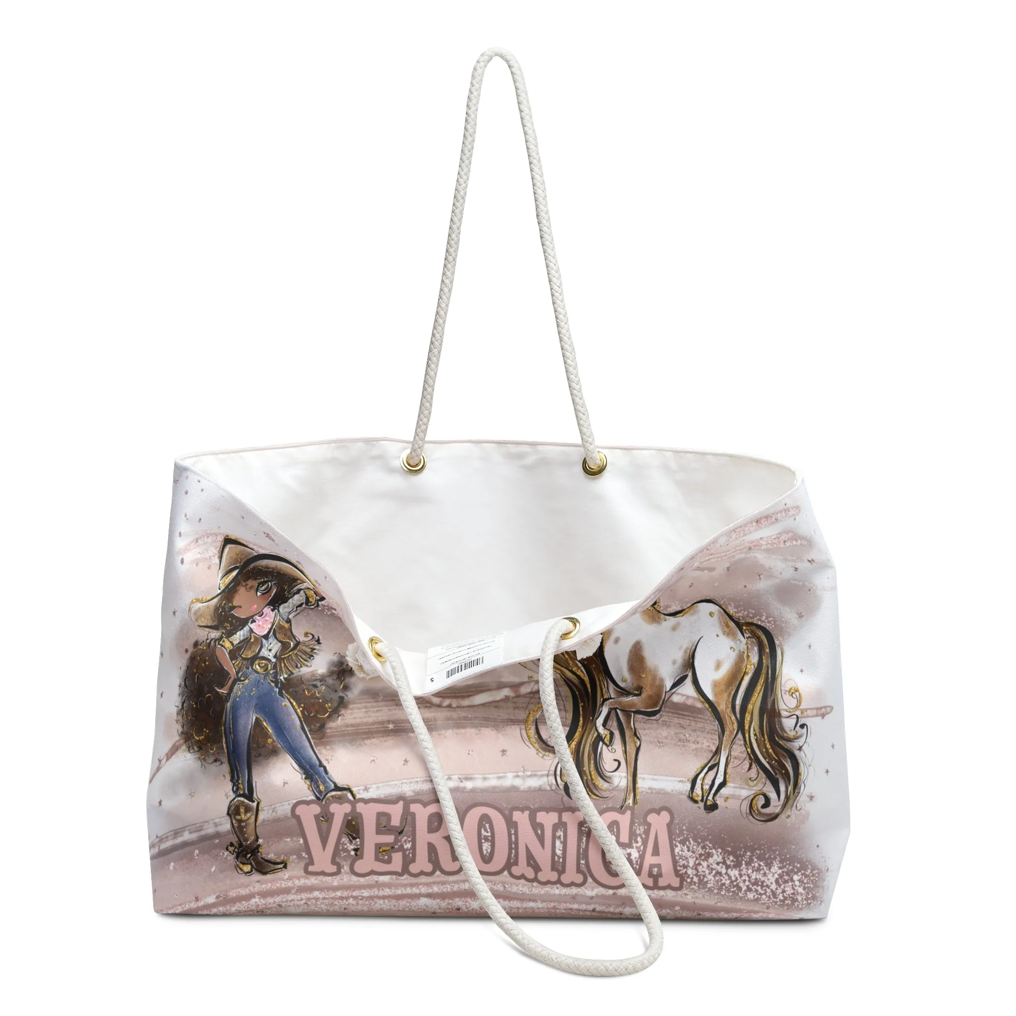 Personalised Weekender Bag, Cowgirl and Horse, Large Weekender Bag, Beach Bag, Book Bag