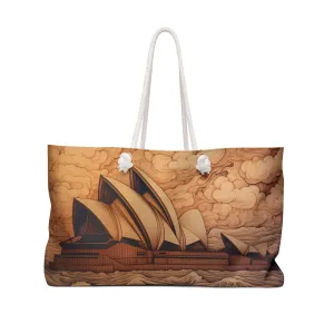 Personalised/Non-Personalised Weekender Bag, Opera House, Sydney, Carving look, Weekender Bag, Beach Bag, Book Bag