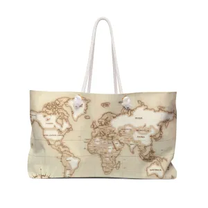 Personalised/Non-Personalised Weekender Bag, World Map, Large Weekender Bag, Beach Bag, Book Bag