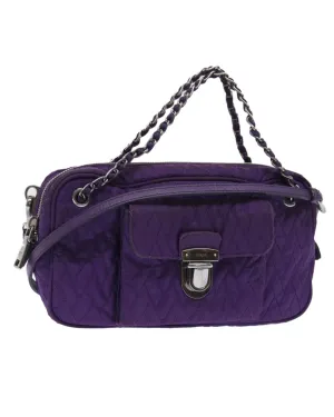 Quilted Purple Nylon Shoulder Bag with Chain Strap