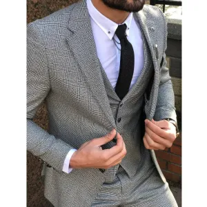 Wiaofellas  - High-end Houndstooth Suits for Men Fashion Notch Lapel Single Breasted Outfits Luxury Business Casual Daily Wedding Tuxedo